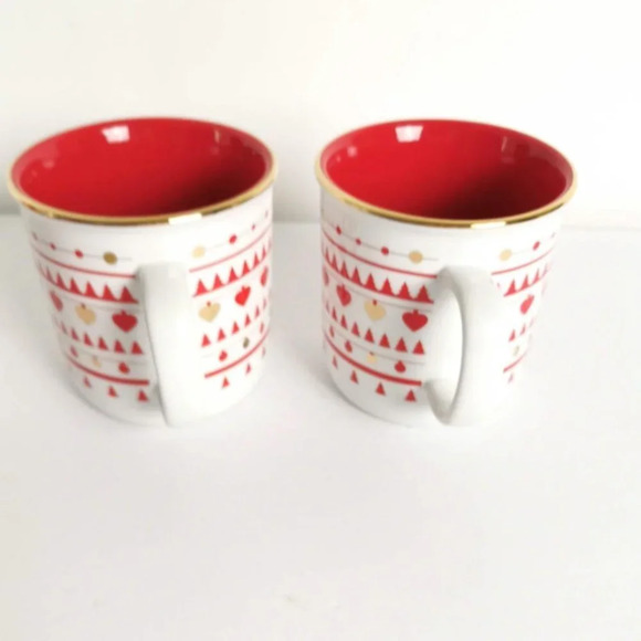 Davids Tea Coffee Xmas Mug Lot 2 Cherry Red Holiday Nordic 13 oz Ceramic New - Picture 6 of 7